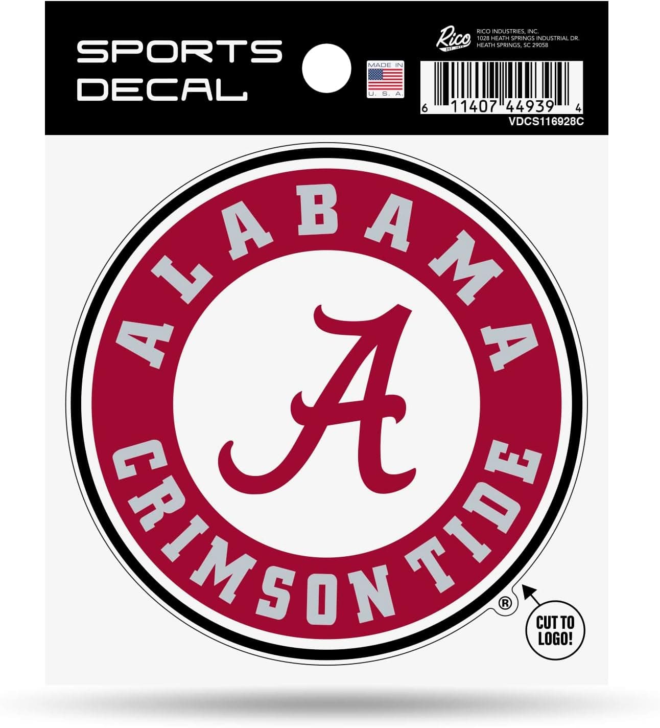 Rico Industries NCAA Alabama Crimson Tide Round 4" x 4" Sports Decal