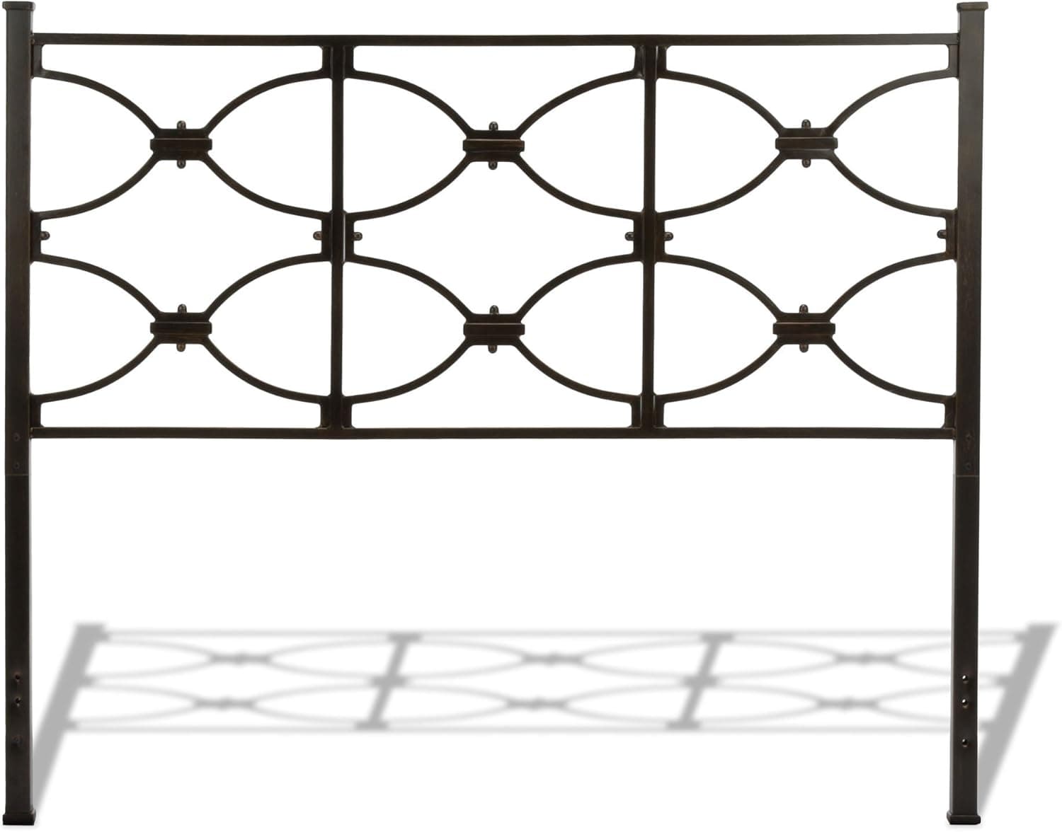 Leggett & Platt Marlo Metal Headboard Panel with Squared Finial Posts, Burnished Black Finish, California King