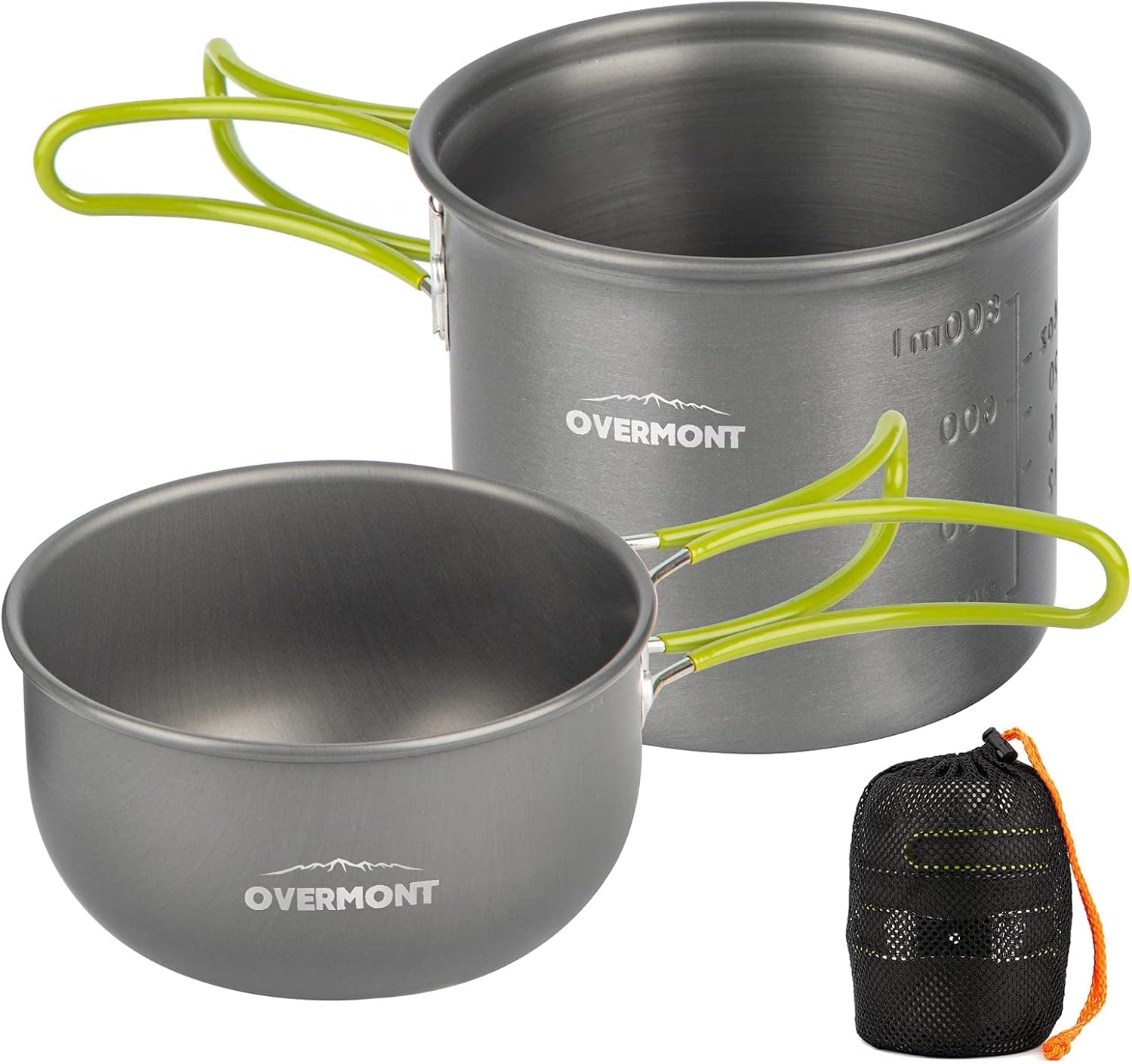 Overmont Portable 1-2 Person Camping Pot Set Pass FDA Test Outdoor Hiking Picnic Camping Gear Aluminum Alloy Cookware and Pot Set