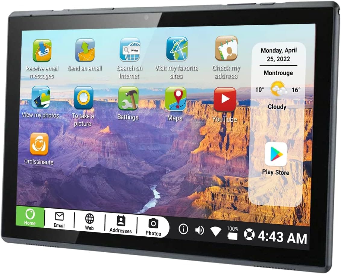 Pix Star Touch Easy to Use Tablet for Seniors, Touch Screen & Simple Interface - WiFi - 10.1 Inches, 2 Cameras - Ideal for Video Calls, Web Search, Photos, Highly Giftable