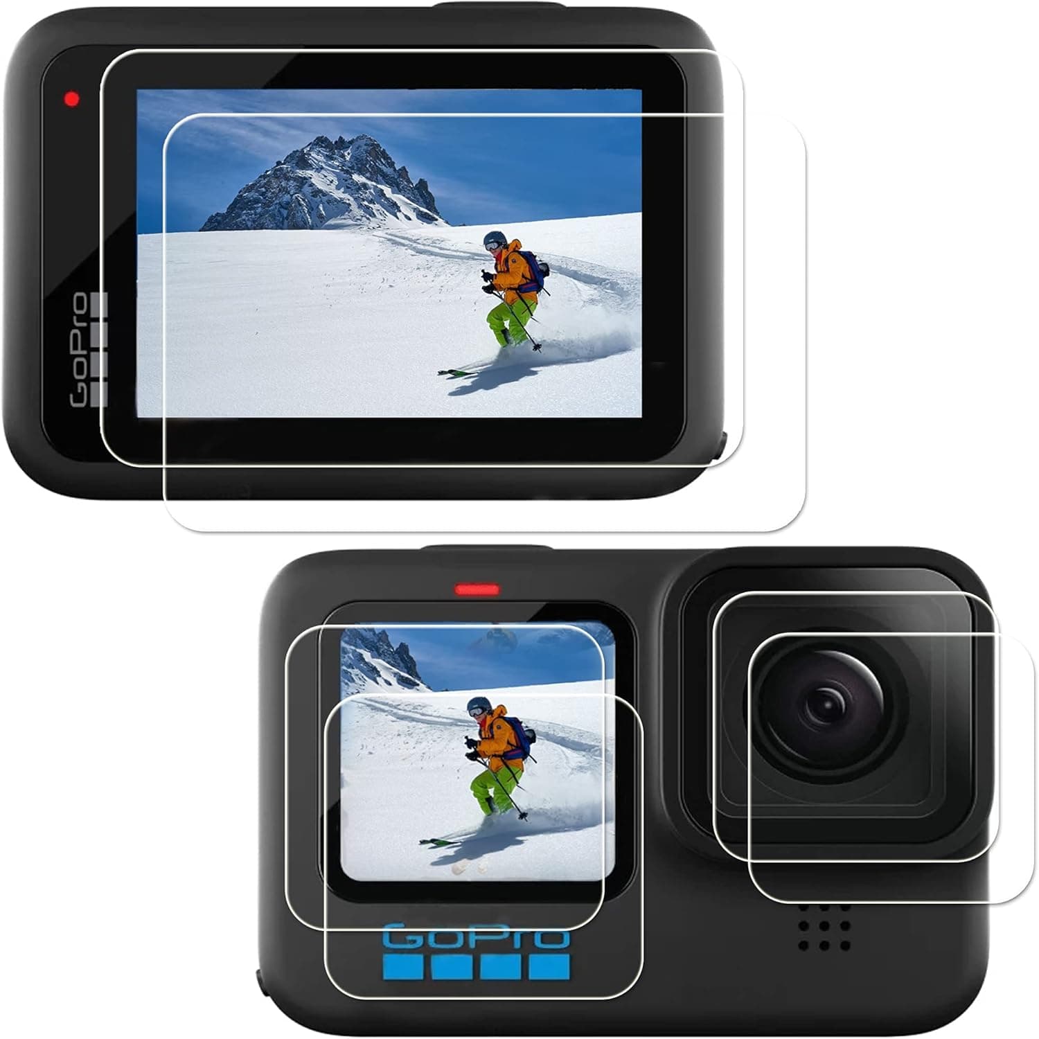 [6pcs] hero 9 Screen Protector for GoPro Hero 9/Hero 10 Black, Ultra Clear Tempered Glass Screen Protector + Tempered Glass Lens Protector + Tempered Glass Front LCD Display Film for GoPro Hero 9/Hero 10 Action Camera