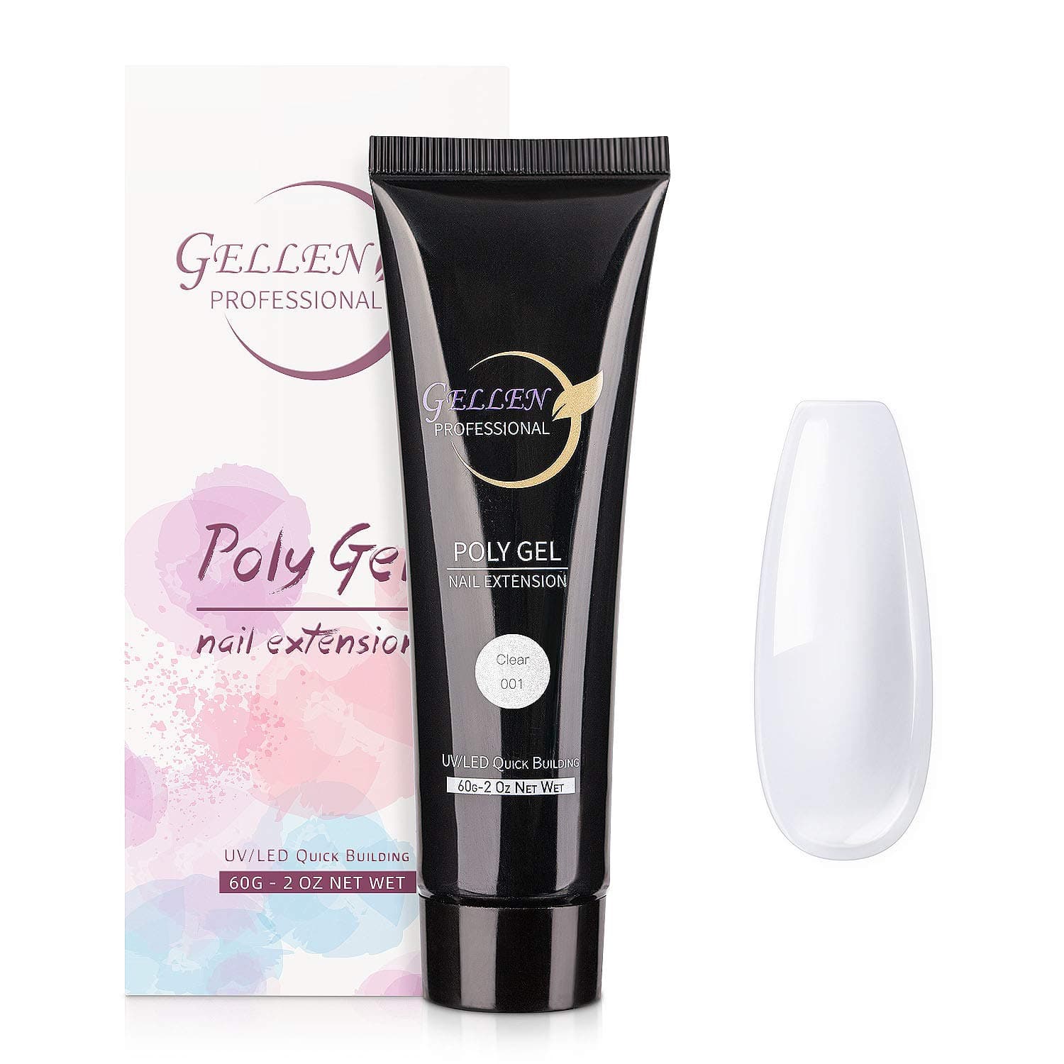 Gellen Nail Extension Builder Gel 60g 2oz 1pc Larger Capacity, Poly Gel Nail Extension Enhancement Nail Thickening Tool Hybrid Gel - Color Clear