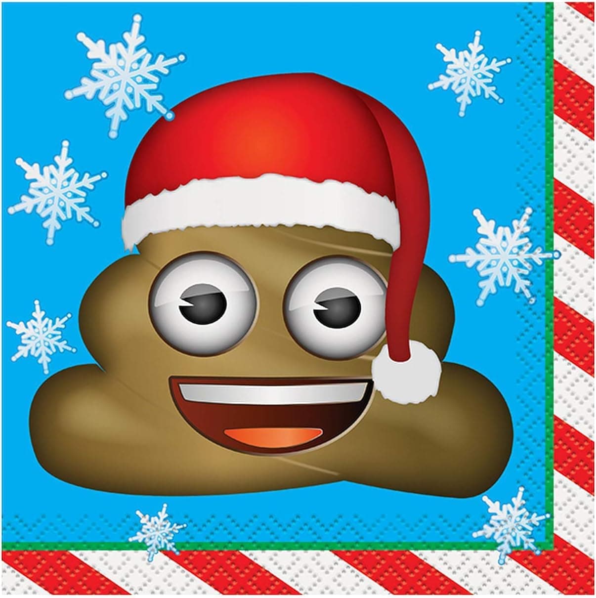 Christmas Emoji Beverage Paper Napkins - 5" x 5", 16 Pcs