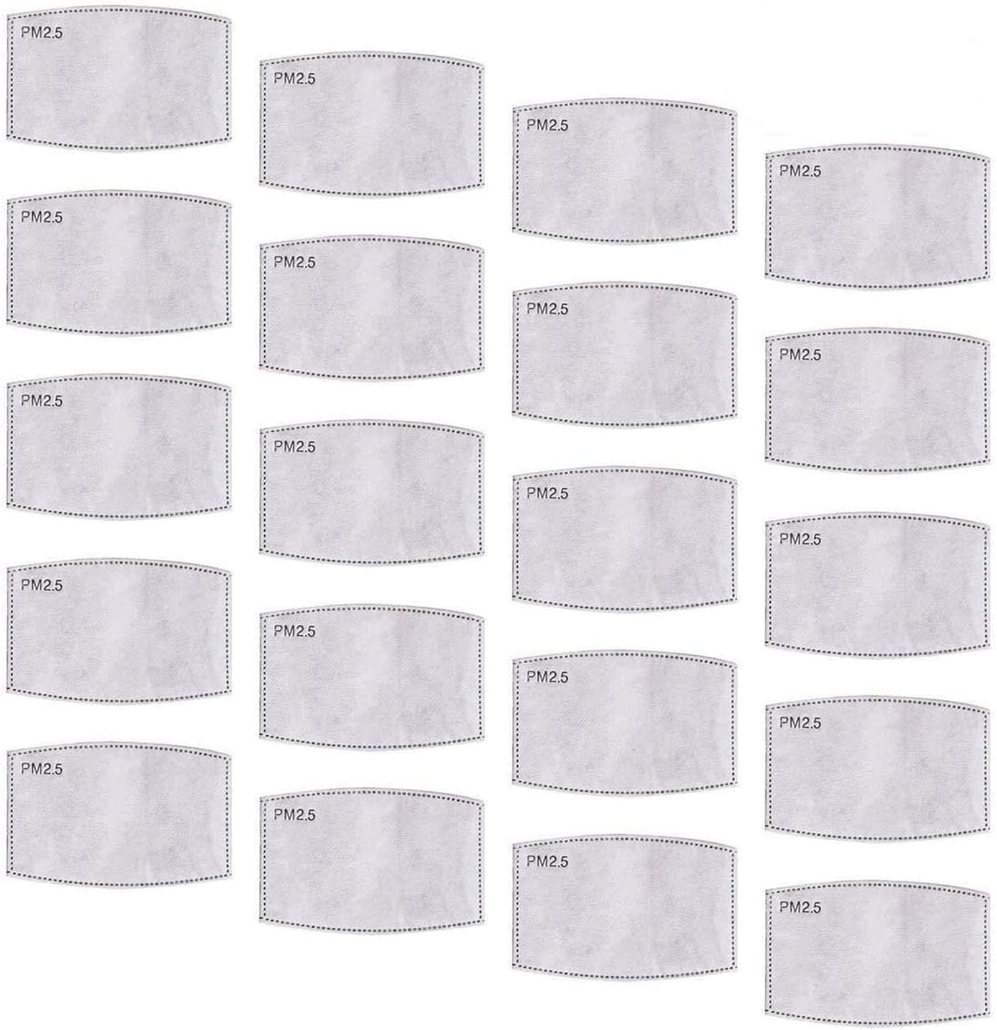 20Pcs Activated Carbon Filters Meltblown Non-Woven Cloth 5 Layers Filter for Cotton Adjustable Reusable