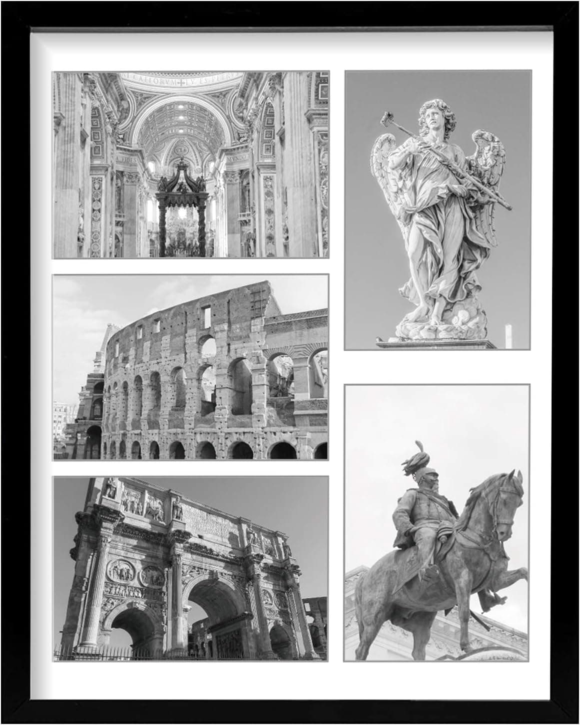 HappyHapi 11X14 Collage Picture Frames with 5 Openings, Wood Photo Frames for Five 4X6 Pictures with Mat or 11x14 Photo without Mat, for Horizontal and Vertical Formats Wall Mounting (Black)