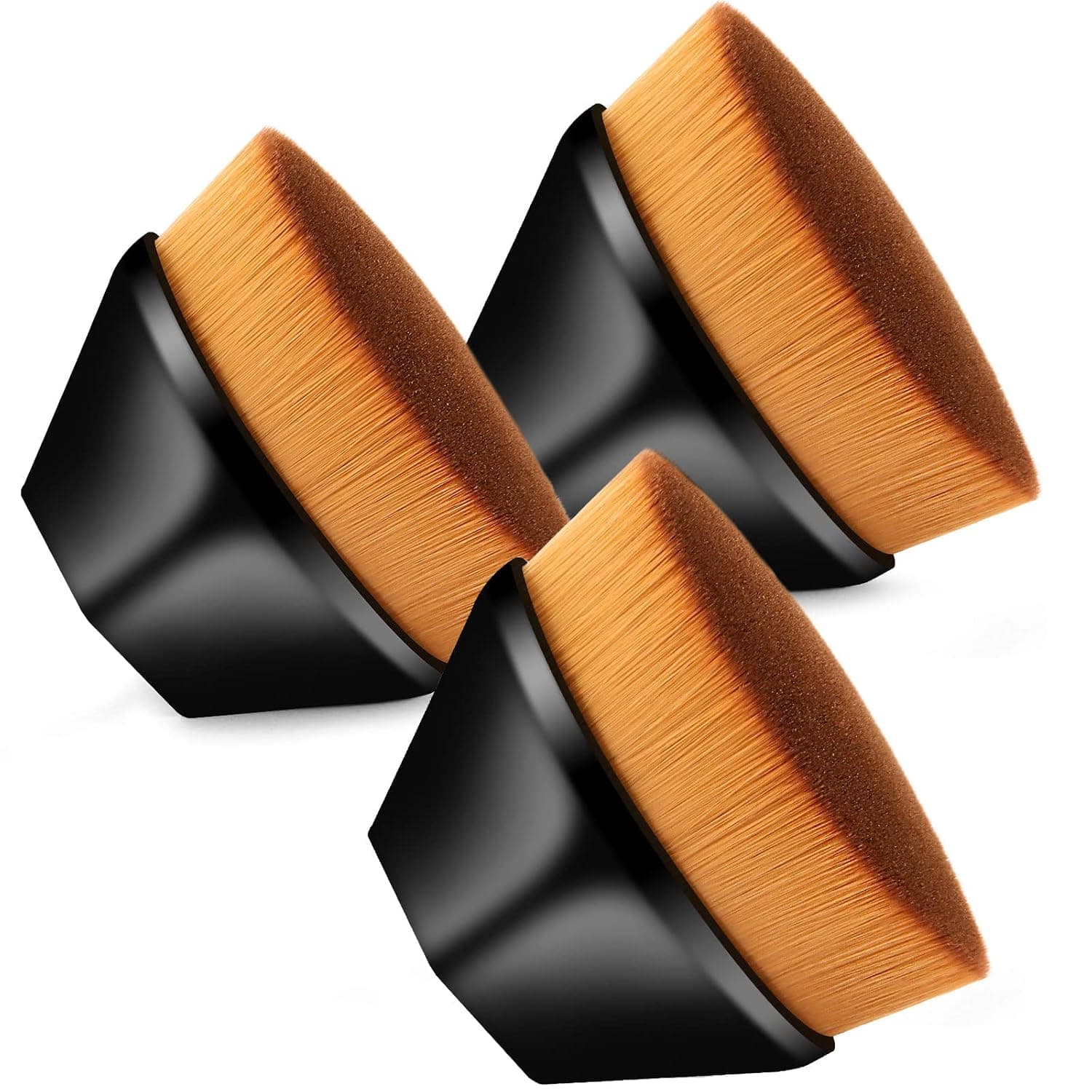 Hexagon Foundation Makeup Brush, High Density Flat Top Foundation Brush with Protective Case for Blending Liquid, Cream or Flawless Powder Cosmetics