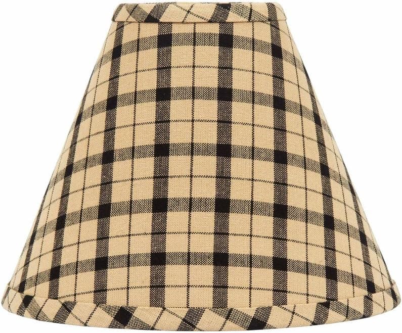 Home Collection by Raghu Salem Check Black and Nutmeg Lampshade, 10", Nutmeg
