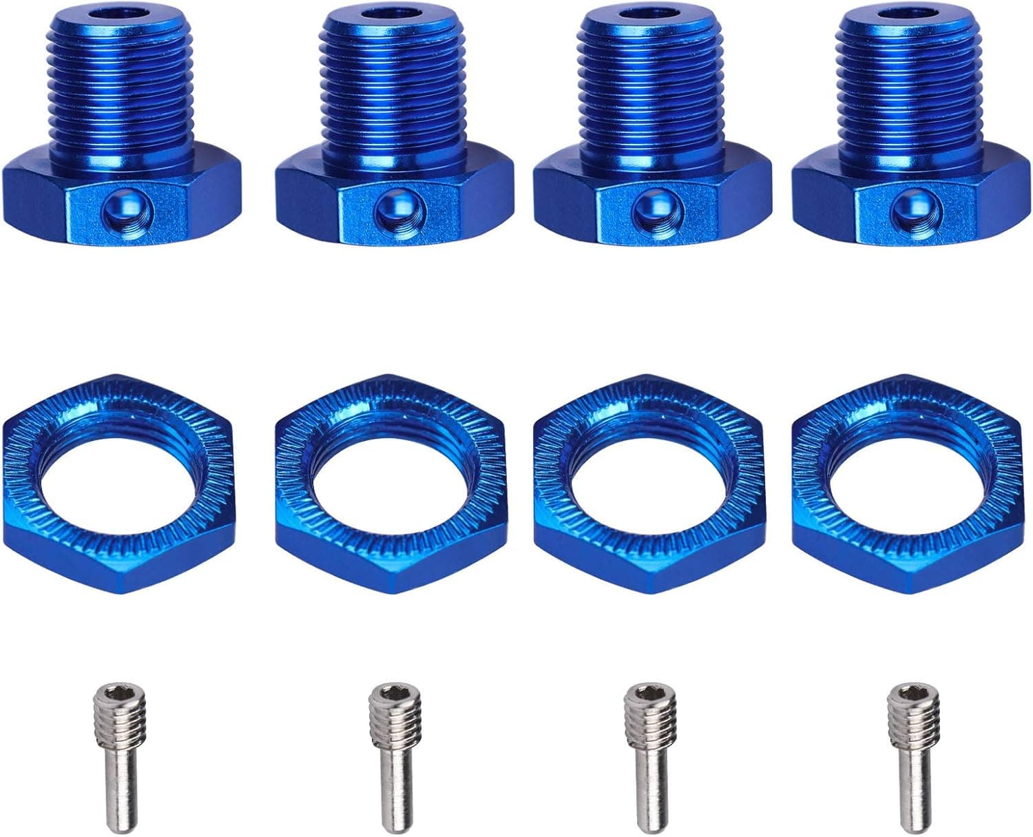 DDIRC Pro 17mm Aluminum Wheel Hex Hub Adapters and Nuts for 1/10 Traxxas E-Revo/E-Maxx/Summit/T-Maxx Monster Truck Tire (Blue)