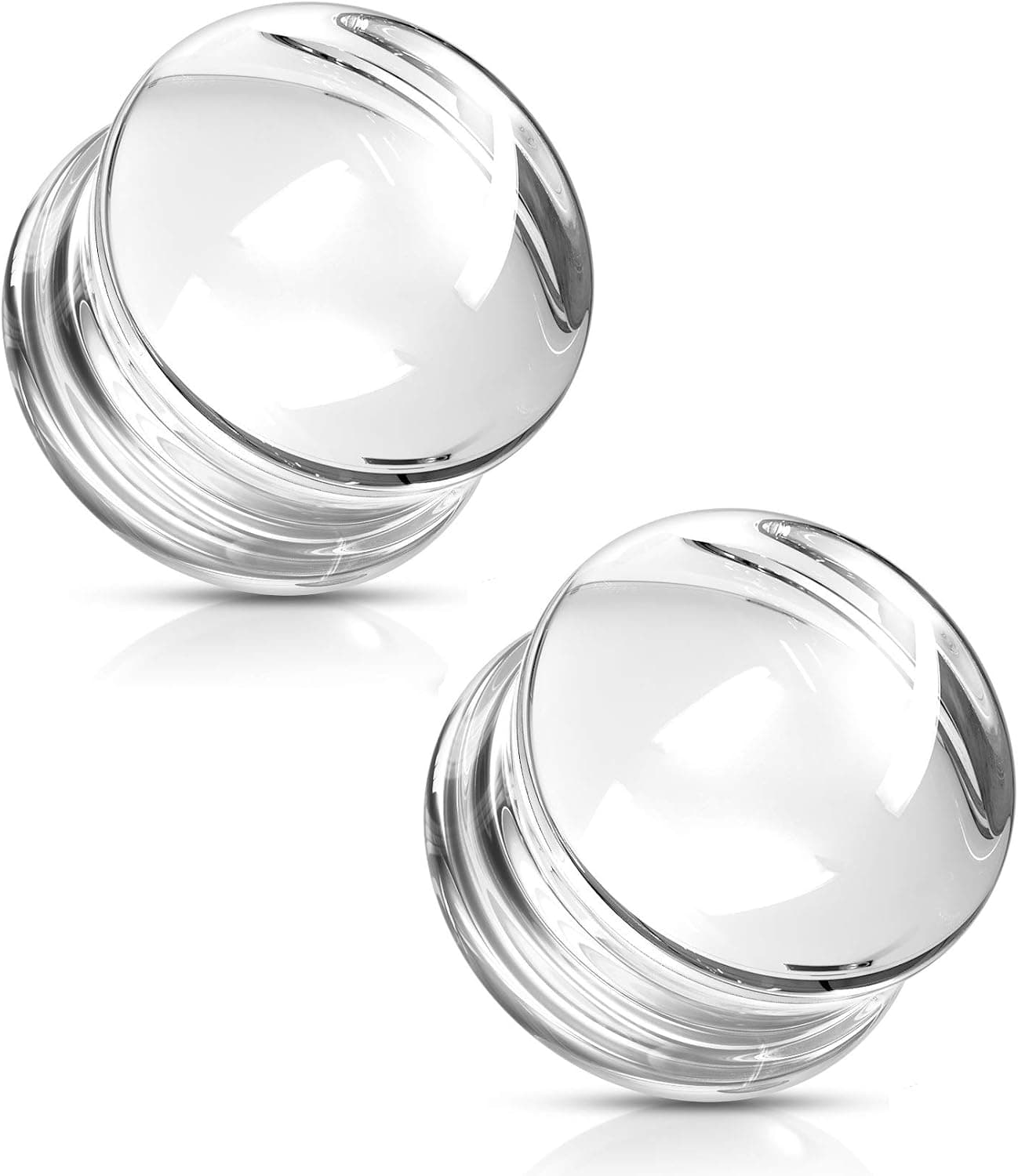 Pierced Owl - Clear Glass Double Flared Concave Saddle Plugs, Sold as a Pair