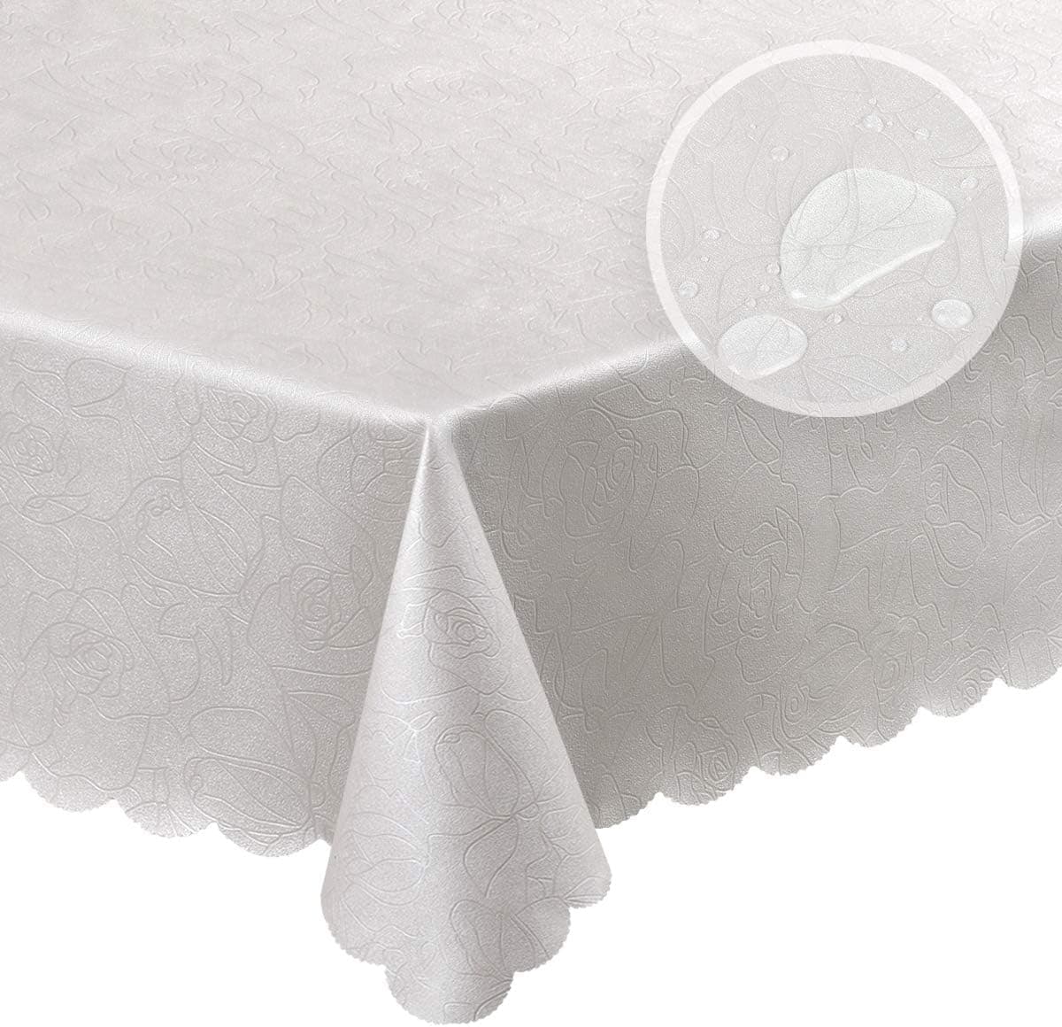 Hifood Vinyl Tablecloth, Stain Resistant Waterproof Table Cloth Dining Table Cover Heavy Weight PU, for Everyday Use, Picnic and Parties (54" x 54" Square)