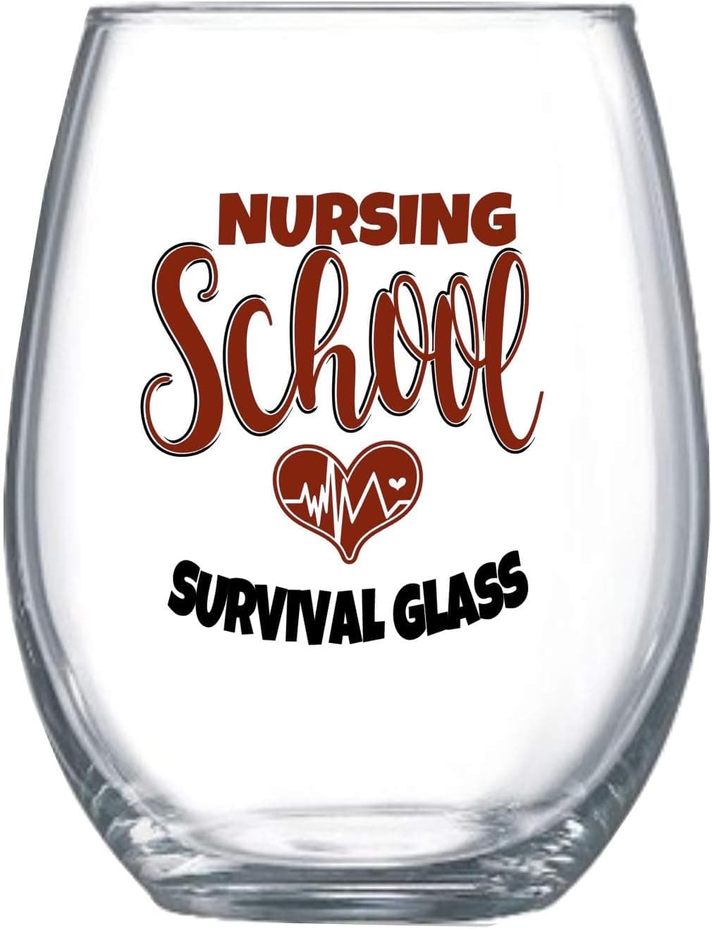 Zoey Christina Nursing School Survival Glass Funny Student Gift For Women Stemless Wine Glass 0006