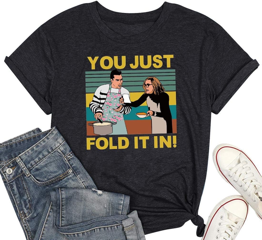 Women's Casual Short Sleeve Tee Tops You Just Fold It in Letter Print Funny Graphic Tshirts Dark Gray Medium