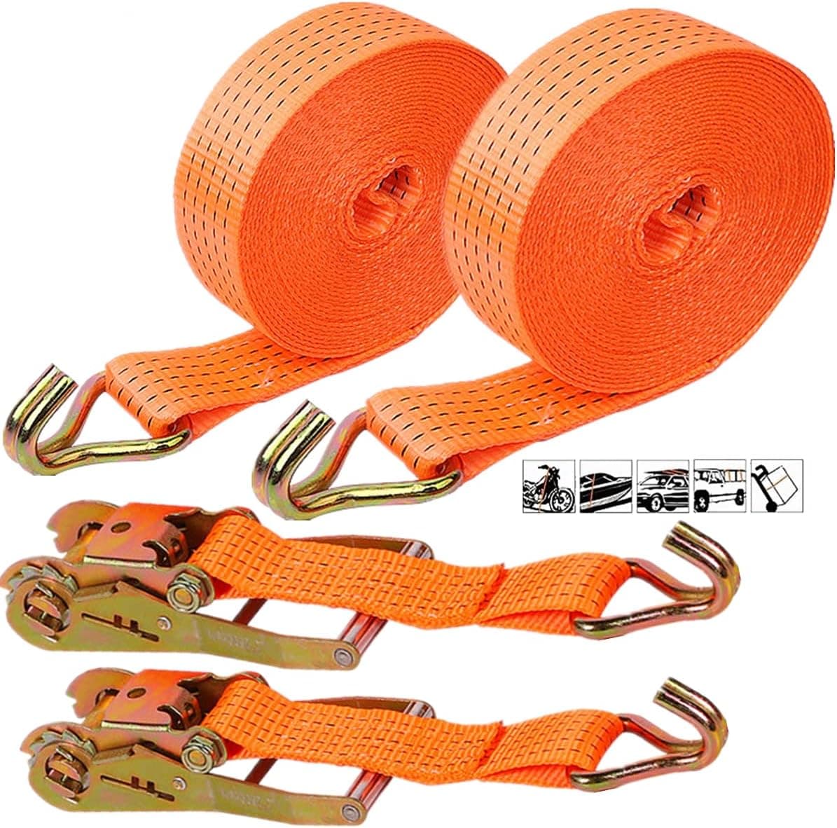Heavy Duty Ratchet Straps, KOKITEA Ratchet Tie Down Straps– 2 PK– 2 In– 20 FT– 4333 LBS Working Load–13333 LBS Break Strength–Cargo Straps Perfect for Moving Appliances, Lawn Equipment and Motorcycles