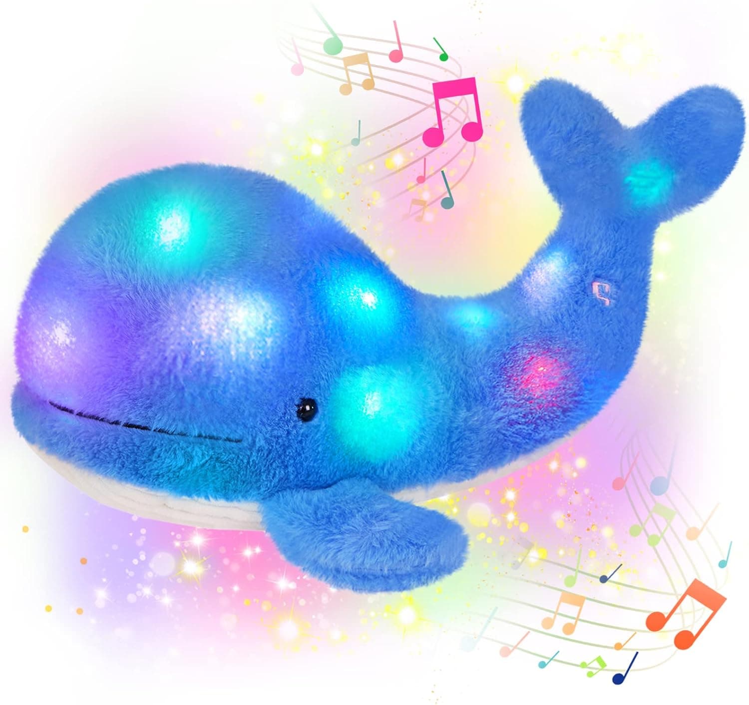 SpecialYou 18" Light up Whale Musical Stuffed Animal Nightlight Singing Glowing LED Ocean Plush Toy Gift for Kids Toddlers, Blue