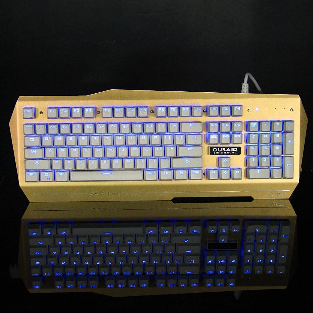 Aluminum Blue Backlight Wired Tactile Clicky Mechanical Gaming Keyboard with KAILH Blue Switches