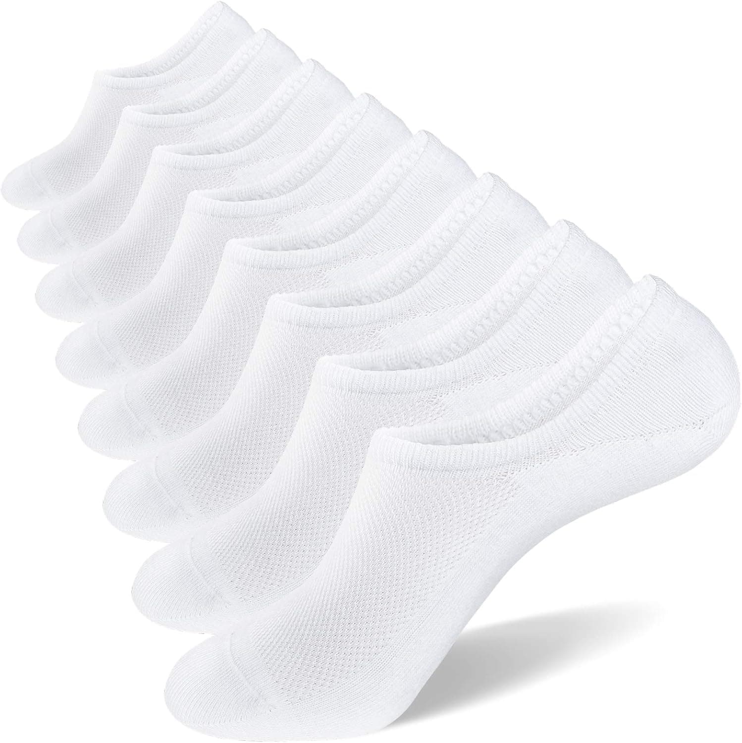 SIXDAYSOX No Show Socks for Men 8 pack Cotton Thin Low Cut Non Slip for Loafer Flats Sneakers 5-8/9-11/12-15