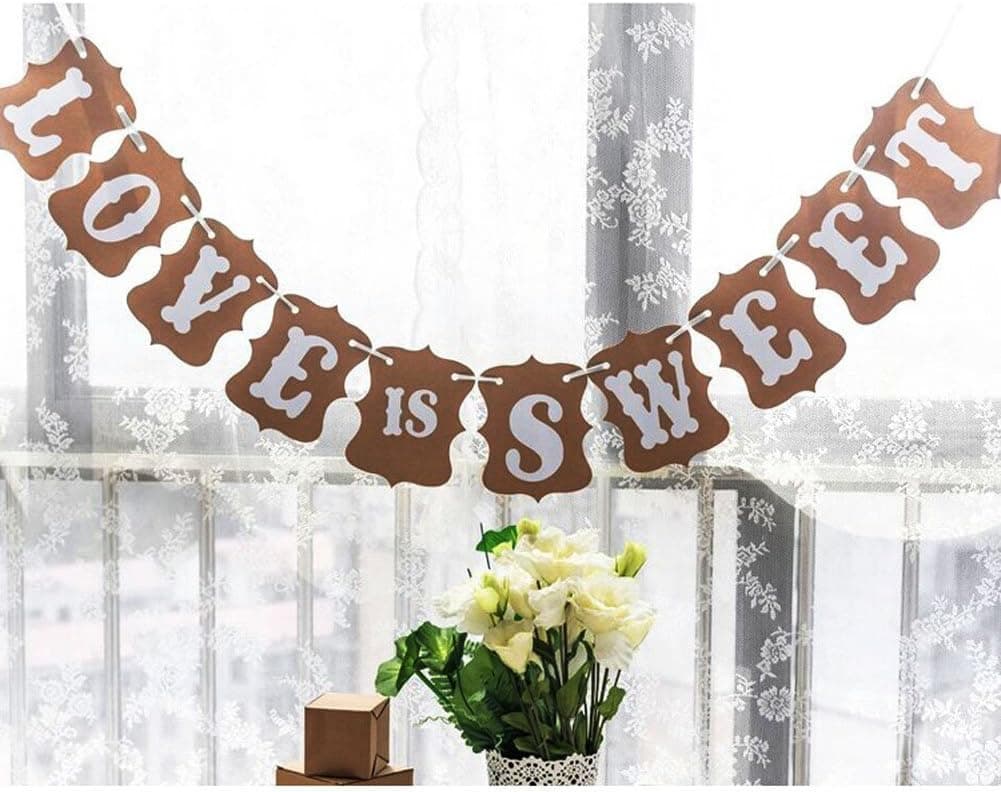 SOOKOO Love is Sweet Classical Vintage Bridal Shower Wedding Decoration Bunting Banner