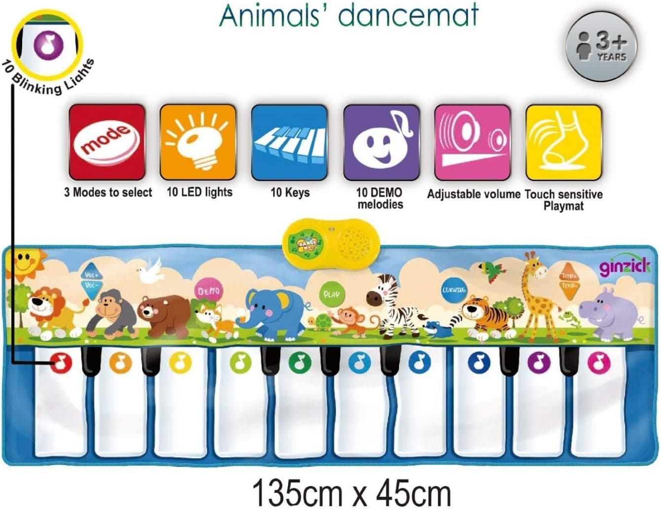 GINZICK Kids Animals Music Piano Fun Dance Mat