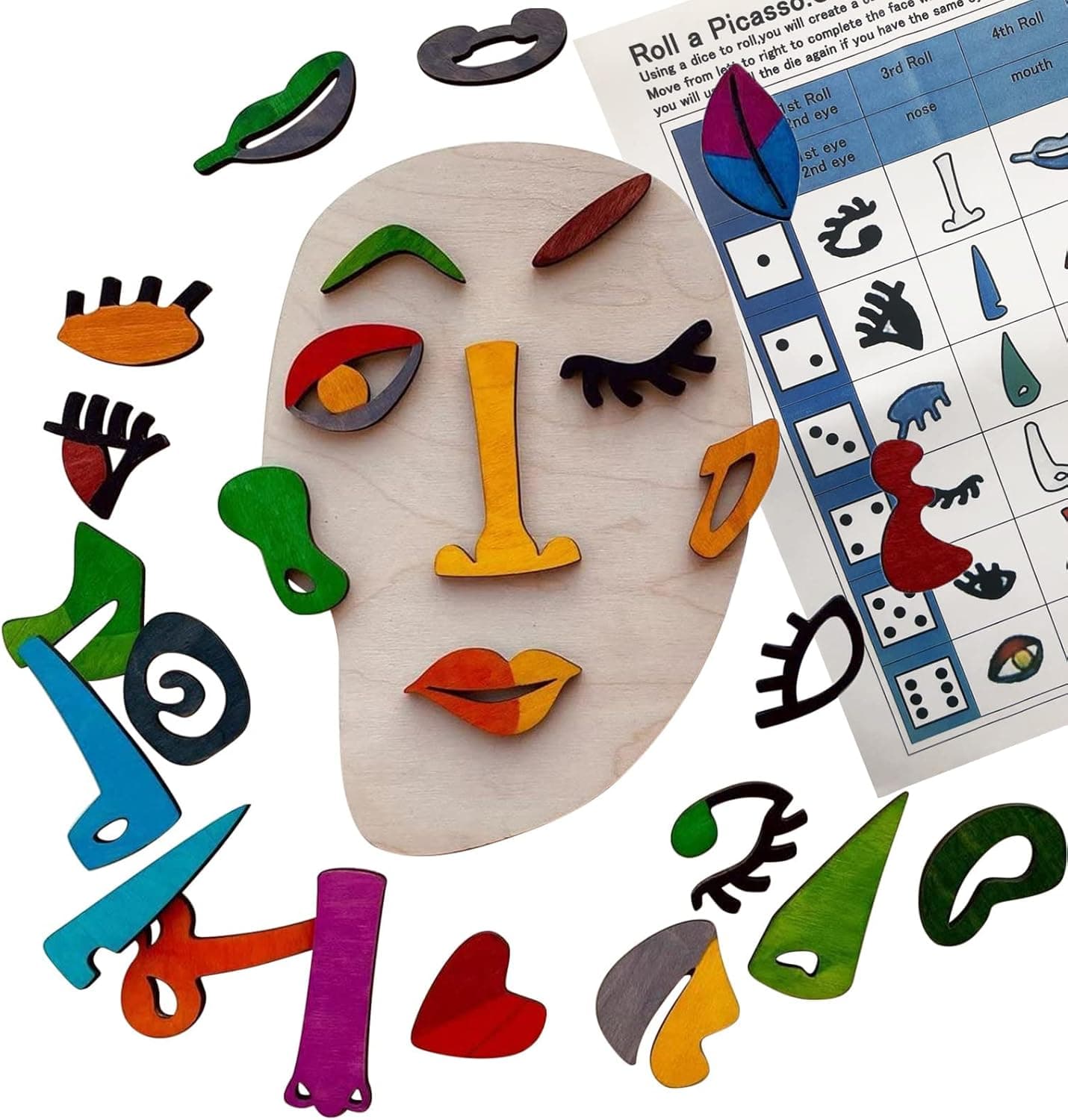 Wooden Montessori Puzzles for Kids Ages 4-8 Picasso Art Puzzle Play Set of 26 Parts Learning Educational Materials Home School Supplies Children's Day Gifts Stimulate The Imagination and Creativity