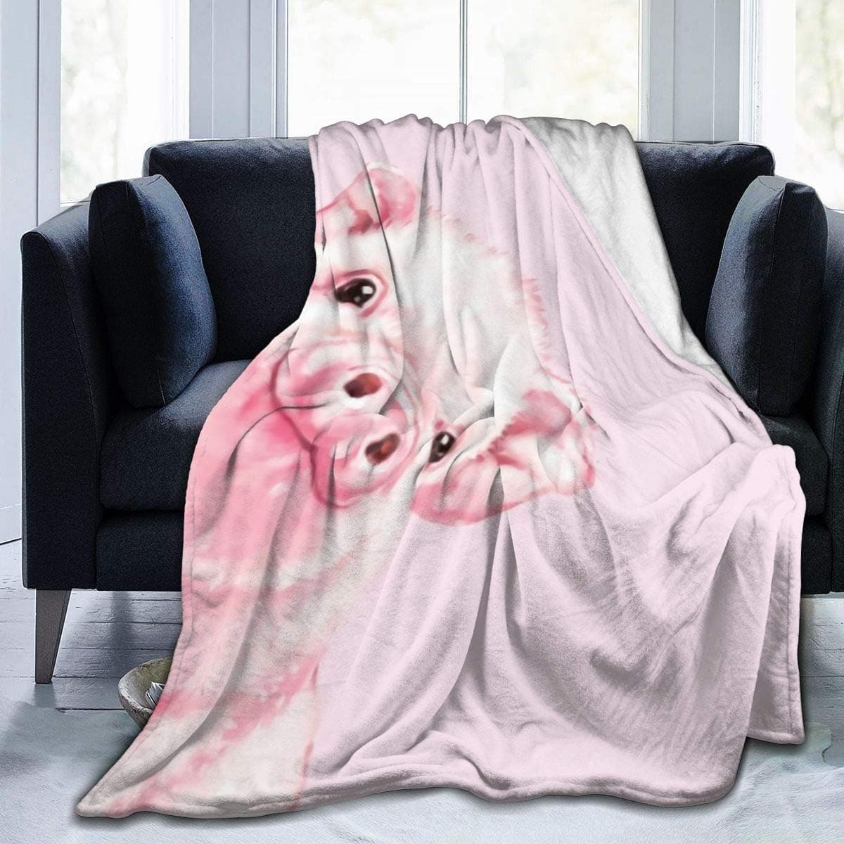 Novelty Flannel Fleece Throw, 50" x 40", Sneaky Baby Pink Pig Cute Animal Family Pet Pattern Throw Blanket for Fall Chair Wedding Gift, Air Conditioning Blanket Easy Care