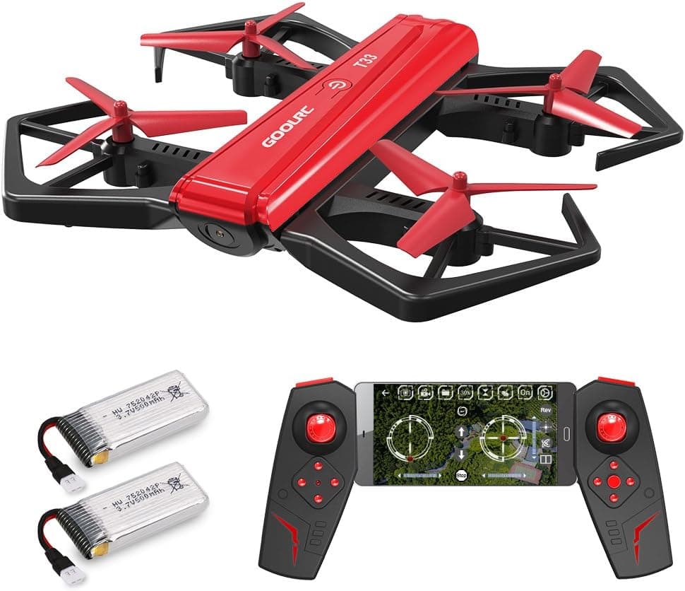 GoolRC T33 WIFI FPV 720P HD Camera Quadcopter Foldable G-sensor Mini RC Selfie Pocket Drone Height Hold One Extra Battery