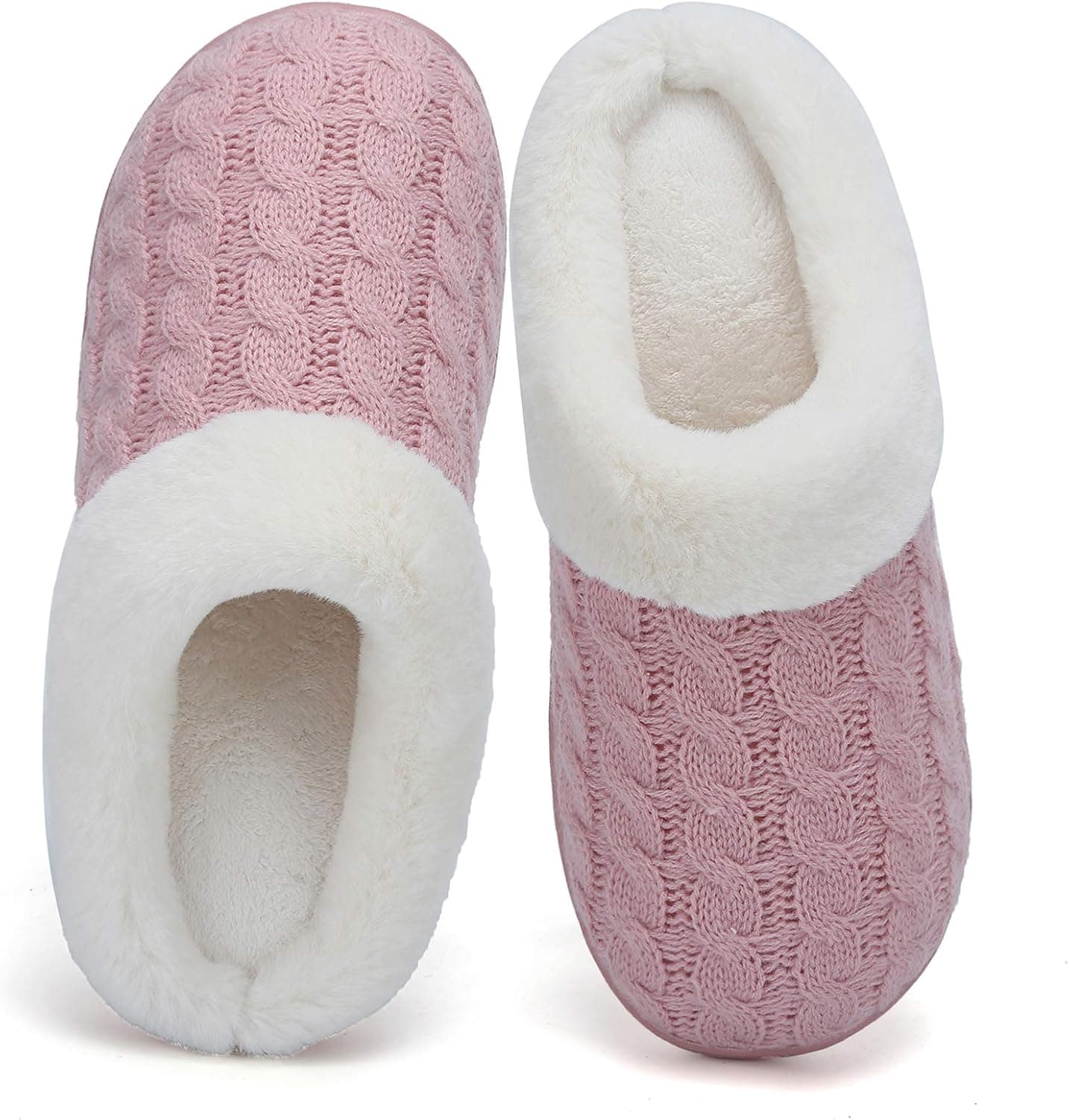 Women's Memory Foam Slippers Comfort Wool-Like Plush Fleece Lined House Shoes for Indoor & Outdoor
