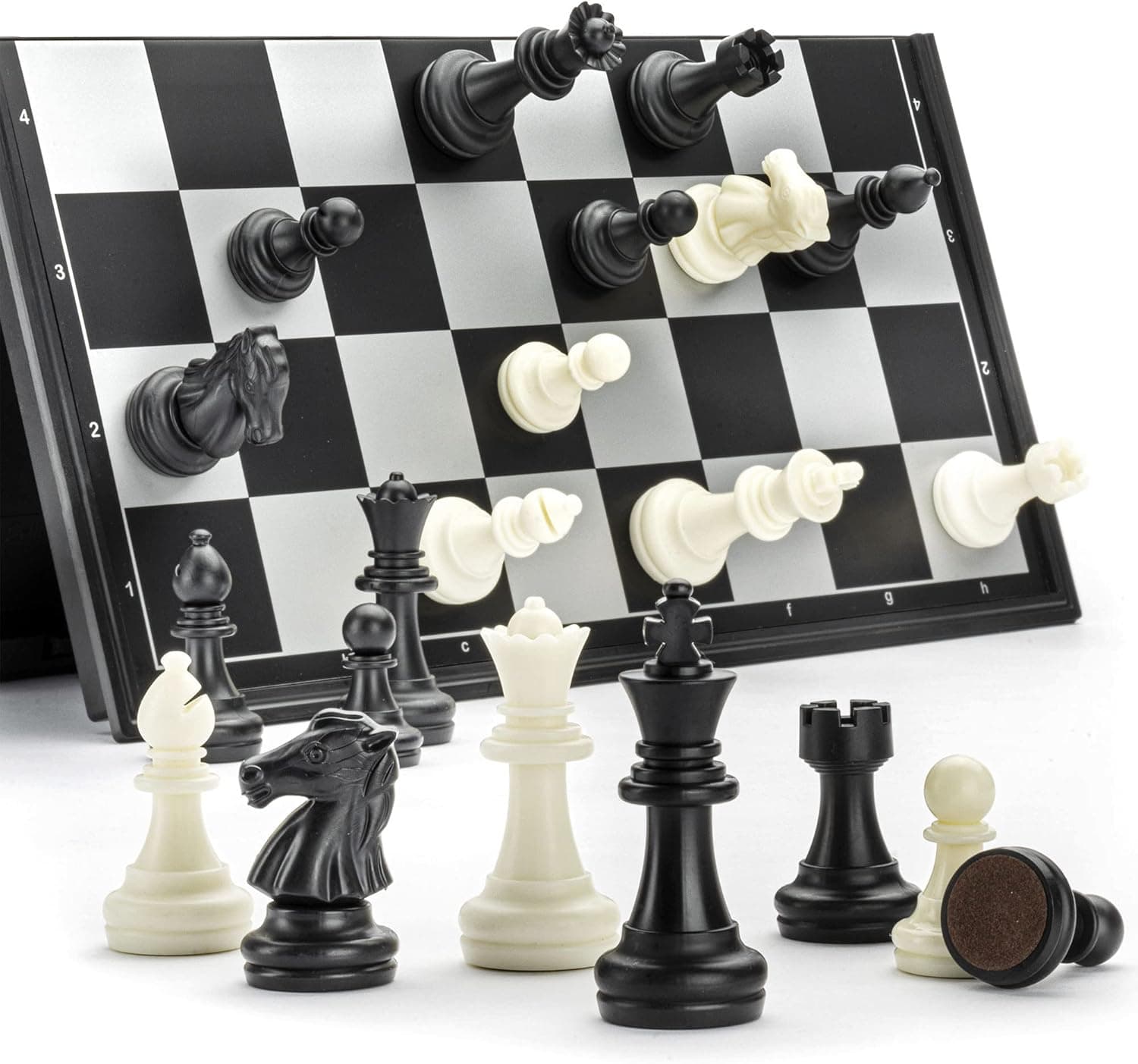 A&A Magnetic Plastic Travel Chess Set w/Folding Chess Board, Educational Toys for Kids and Adults - 8"(20cm) * 8"(20cm) Board