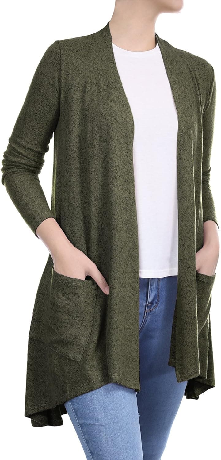 BH B.I.L.Y USA Women's V-Neck Button Down Long Sleeve Soft Classic Knit Cardigan
