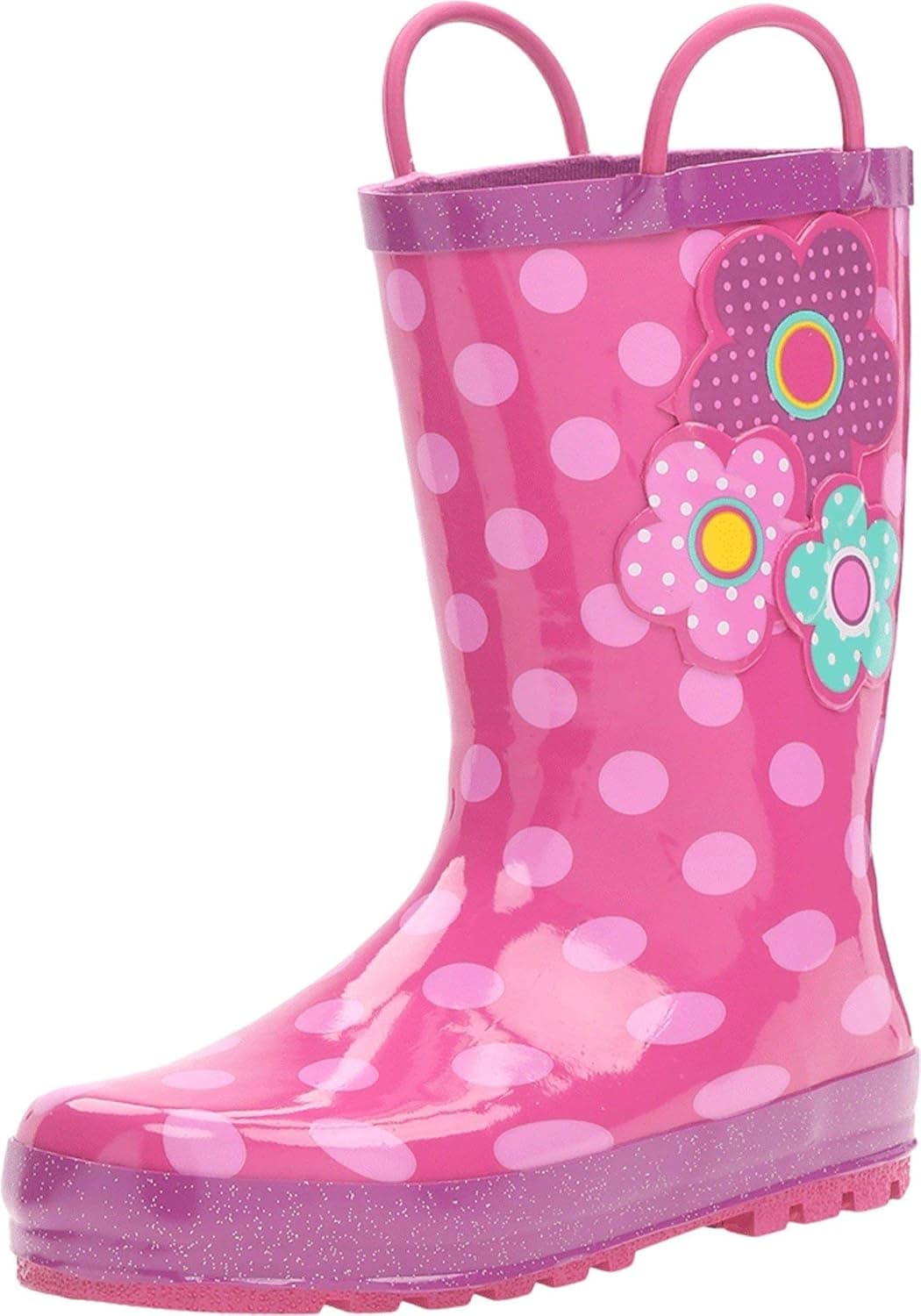 Western Chief Girls Waterproof Printed Rain Boot with Easy Pull on Handles