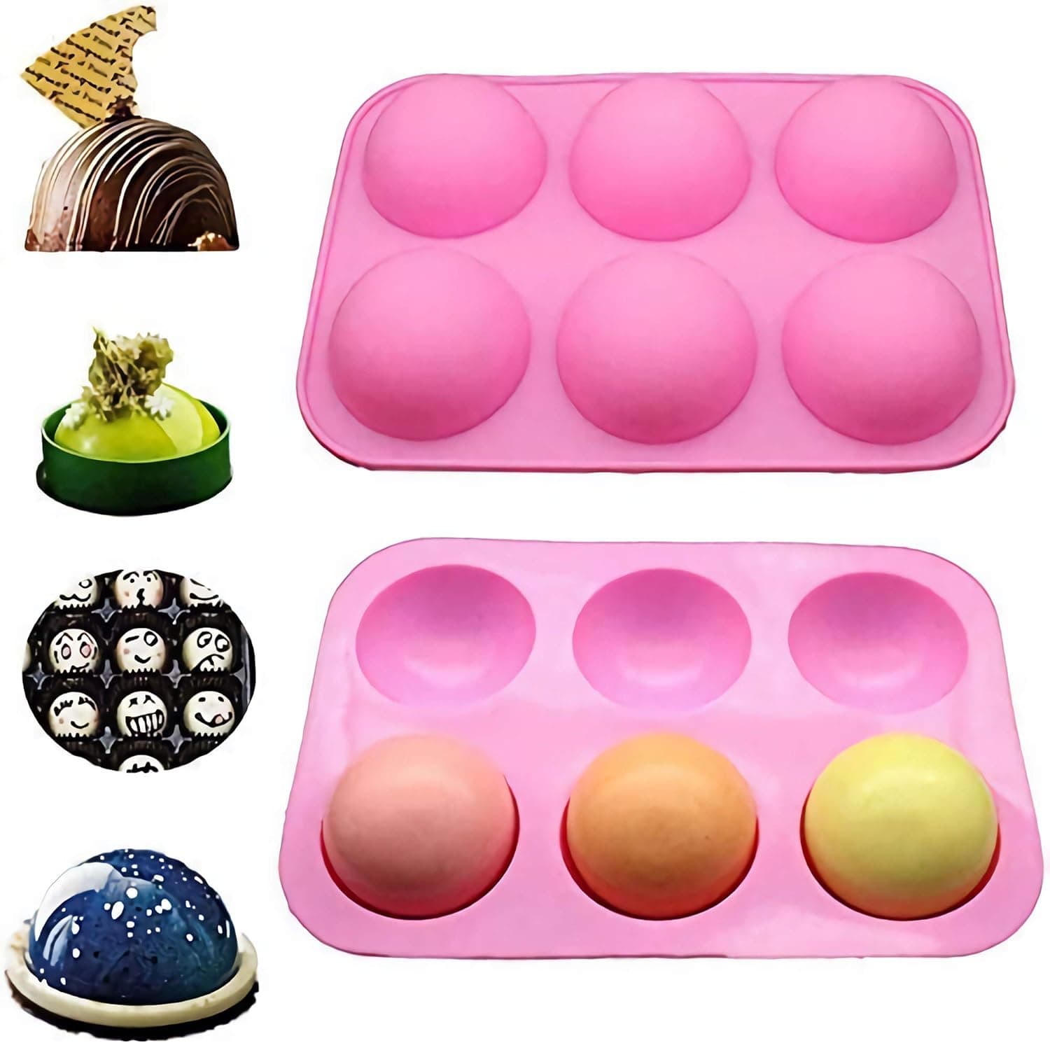 Silicone Mold for Chocolate, Silicone Molds for Baking, Chocolate Mold, 6 Holes Round Silicone Baking Mold, Half Ball Sphere Silicone Cake Mold, Muffin Chocolate Cookie Baking Mould Pan