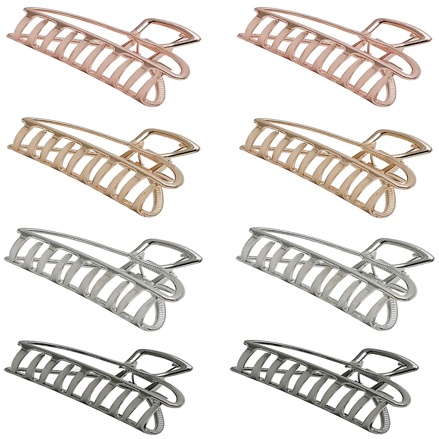 Hulless 8 Pcs Large Metal Hair Claw Clips Hair Catch Barrette Jaw Clamp for Fixing Thick Hair.
