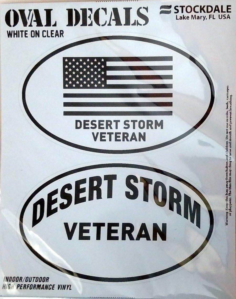 Desert Storm Veteran 2-Pack EURO STYLE Vinyl Oval Home Auto Decals Sticker United States US Military