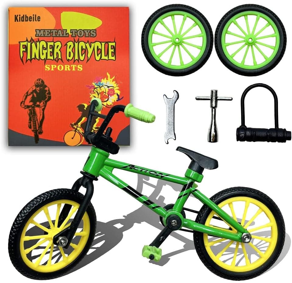 Metal Finger Bike Mountain Bike Toys Functional Kids Finger Bicycle Mini Finger BMX Set Gift for Kid (Green)
