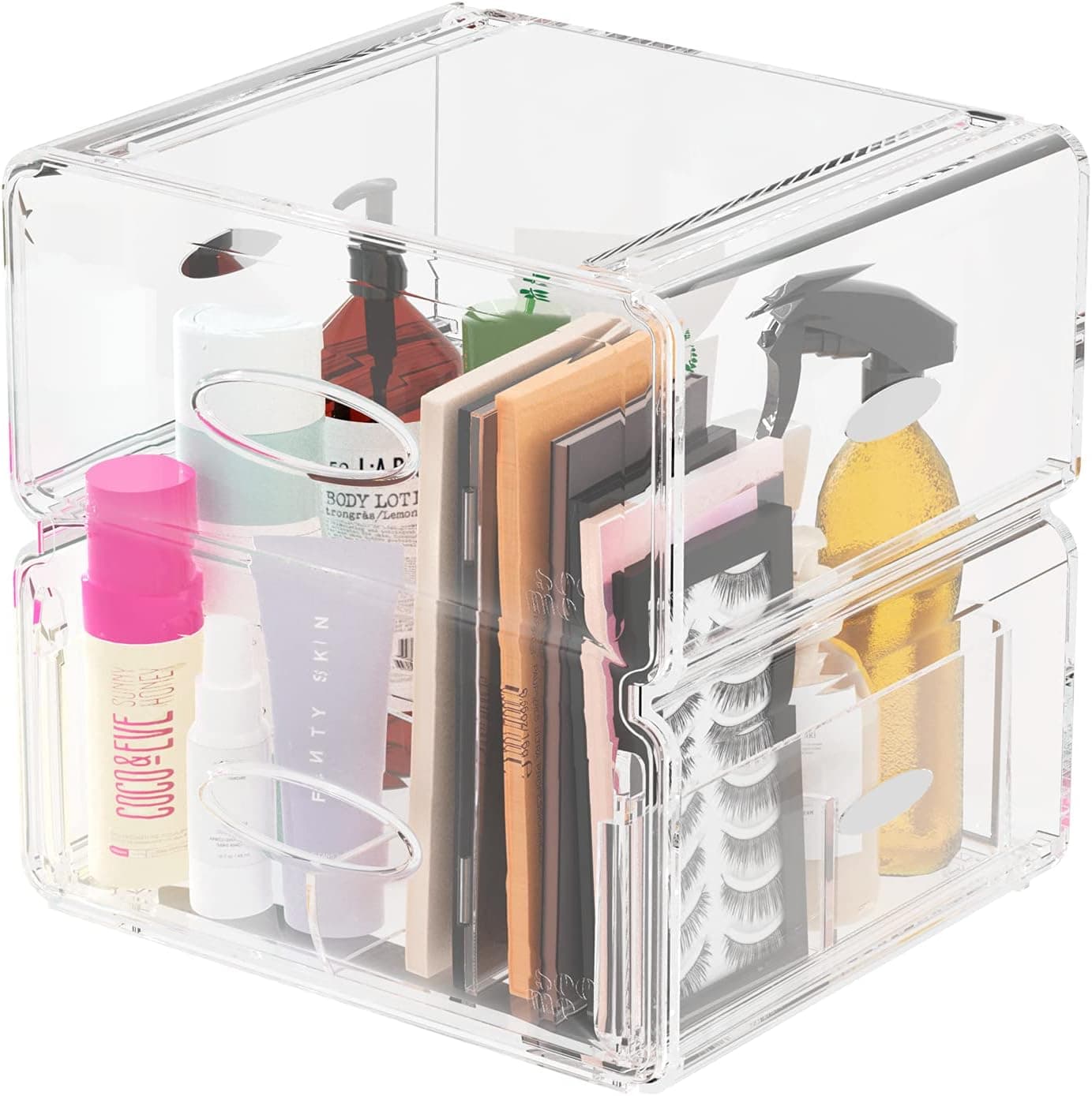 SEE ME TALL Extra Large Clear Makeup Organizer Storage Drawers For Makeup, Palettes, Skincare, HairCare, Accessories, Beauty Electricals – Stacking Deep Spacious Drawers Makeup Organizer for Vanity