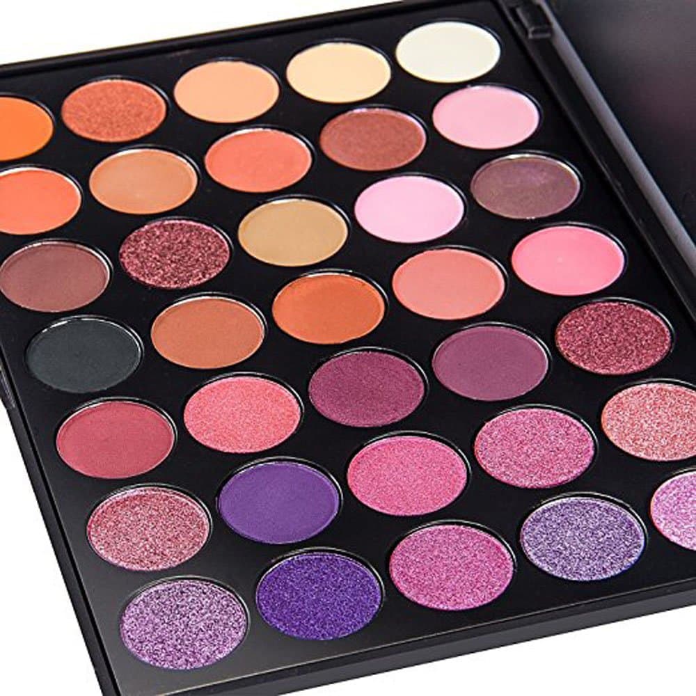 DONGXIUB 35 Color Glitter Gold Orange Eyeshadow Warm Colour Smoky Makeup Palette Professional Eyeshadow Make Up Kit Set (P+)