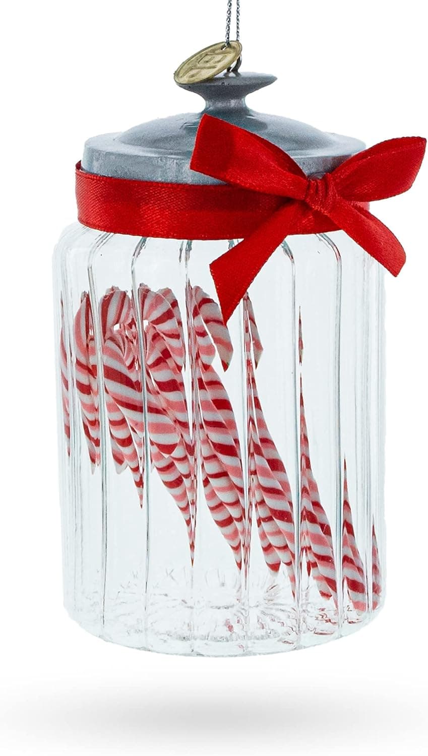 Candy Canes Jar Glass Christmas Ornament