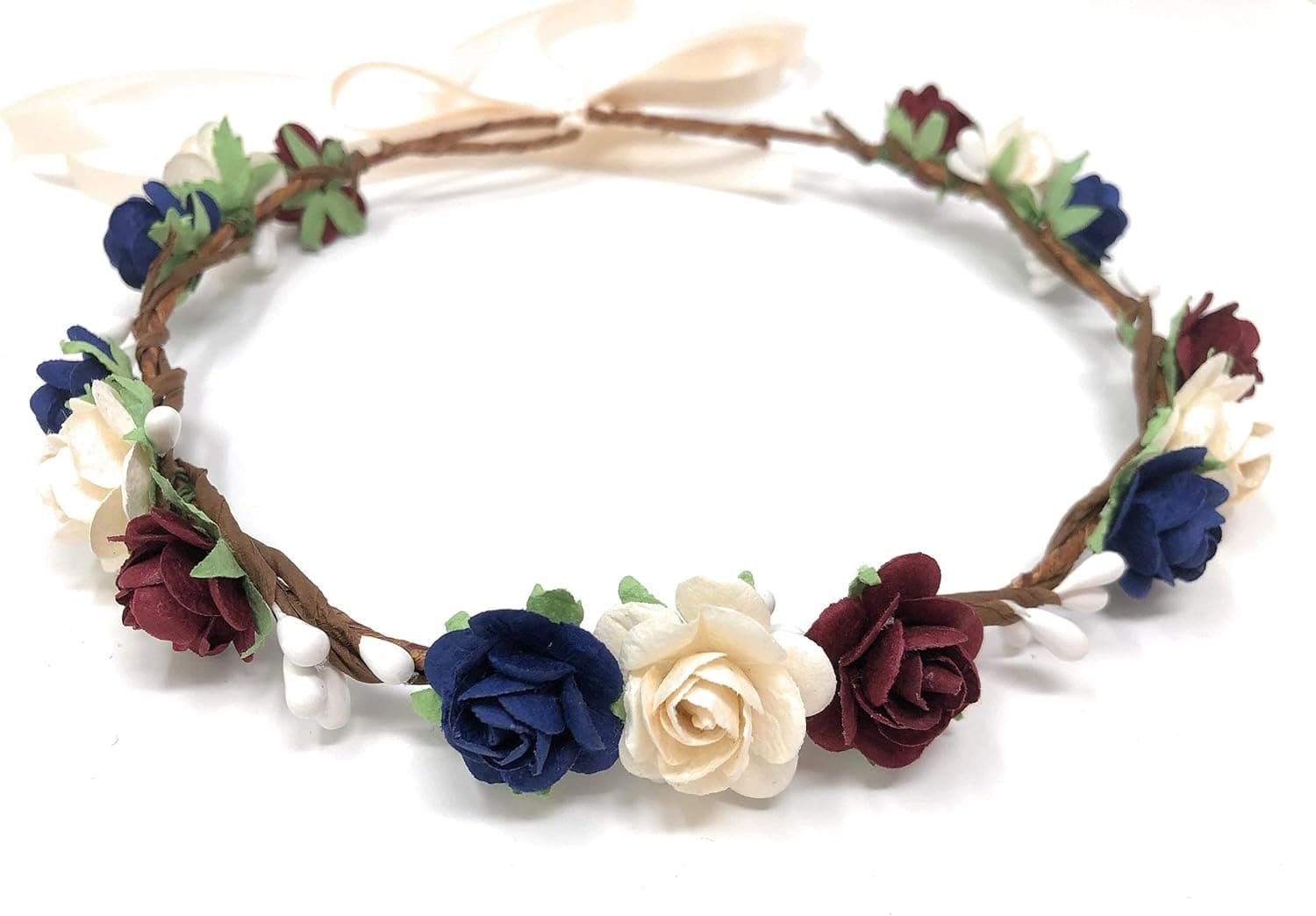 Flower crown wedding girl hair piece headband bridal wreath garland by Daddasprincess (Ivory)