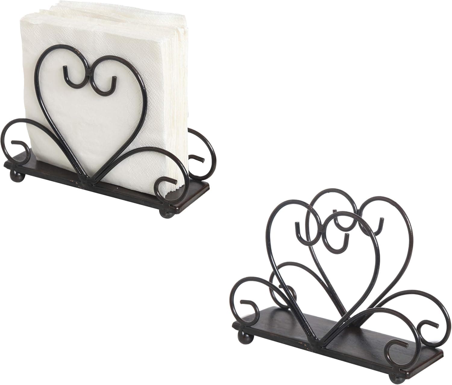Metal Table Napkin Holder Freestanding Tissue Dispenser (Black) - Set of 2
