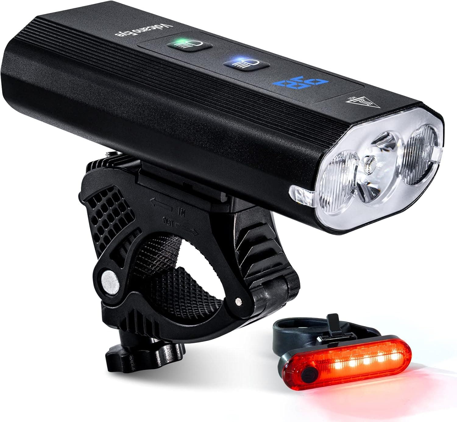 Volcano Eye Ultimate Bike Lights Set, Super Bright 1200 Lumens Powerful Bike Headlight, Rechargeable Waterproof 5 Modes Bicycle Taillight, Long Distance LED Bike Light for Night and Daytime Riding