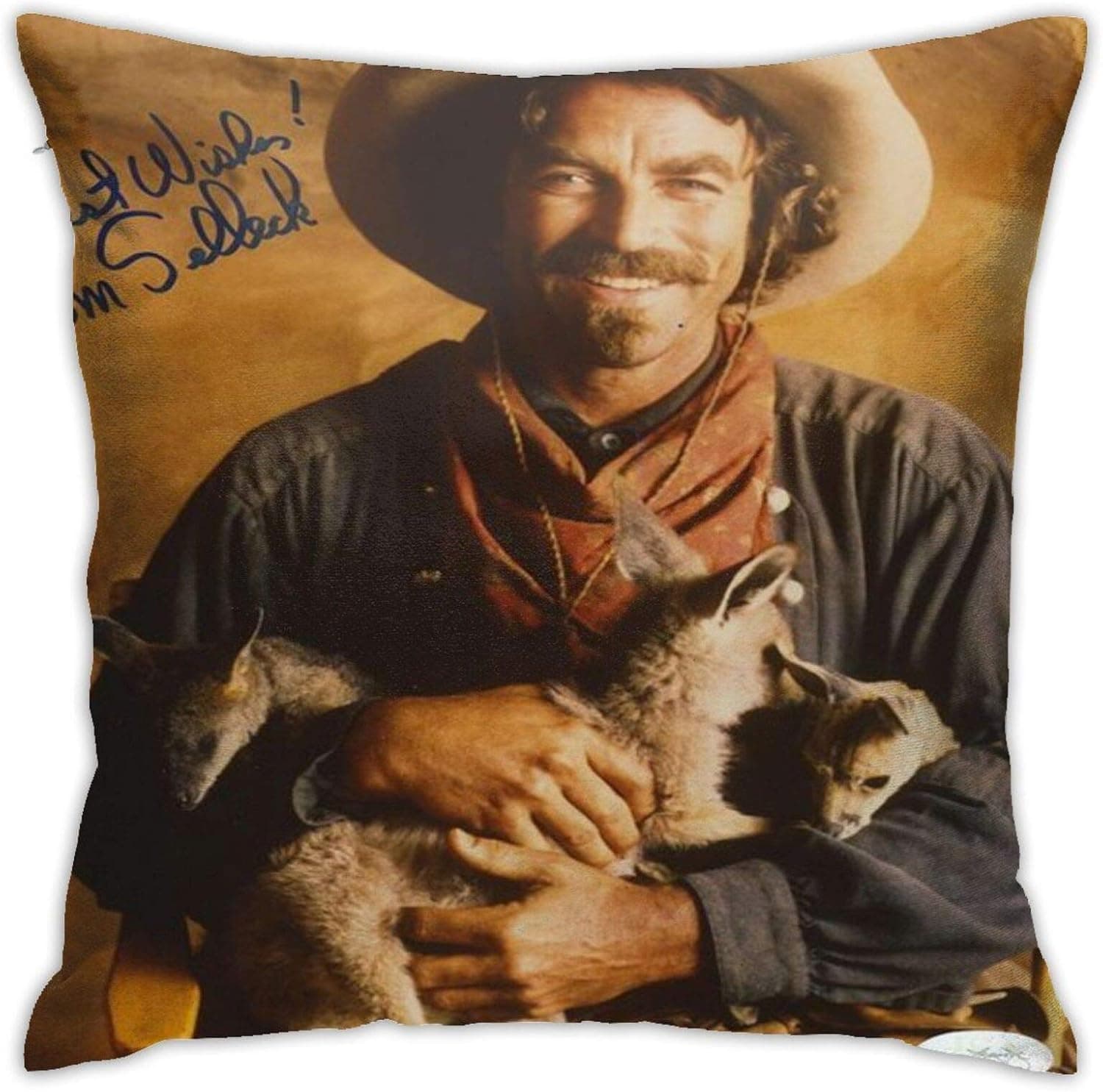 TroyDWomble Pillow Cover Tom Selleck Pillow Case Pillow Covers Home Decorative Cushion Cover Pillow Cute Square 18x18 Inches Pillowcase for Bedroom/Living Room/Room/Sofa/Couch