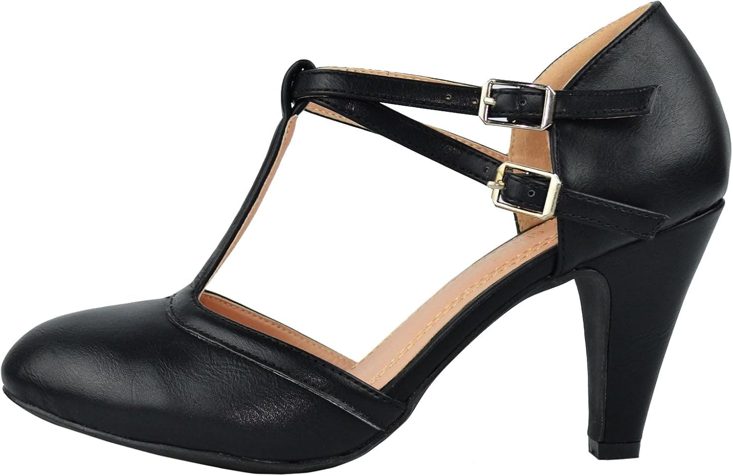 Chase & Chloe Kimmy-58 Women's Mary Jane T-Strap Round Toe Pump