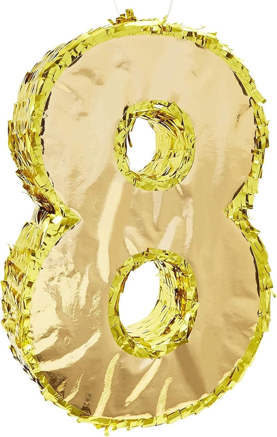 Gold Foil Number 8 Pinata for 8th Birthday Party Decorations, Centerpieces, Anniversary Celebrations (Small, 15.5 x 10.5 x 3 In)
