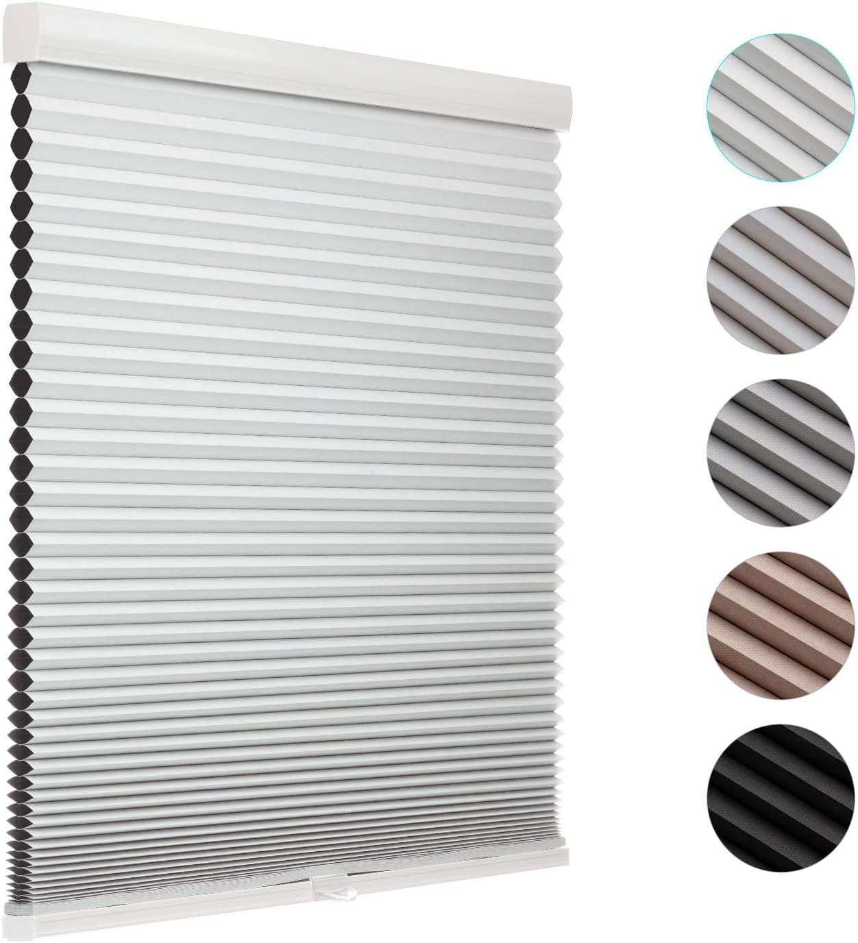 Myshade Blackout Cellular Shades Cordless (21-72 Inch Wide,48/50/64/72 Inch Long,White/Black/Grey/Beige/Light Brown/Taupe) Indoor Window Blinds for Bedroom/Living Room CEL27WT50C