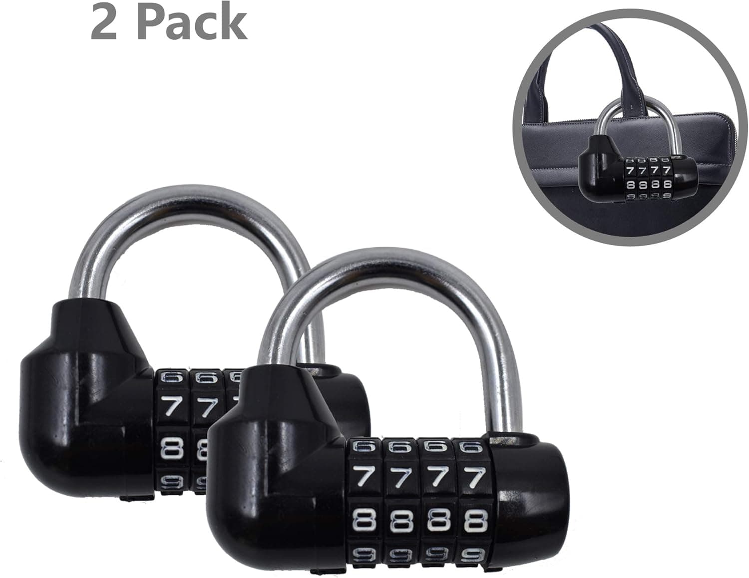 Alovexiong 2 Pack 4 Digit Combination Lock Long Shackle Padlock Resettable Weatherproof Combo Lock Storage for School,Gym Locker,Employee Locker,Outdoor,Fence,Hasp Cabinet,Toolbox,Bicycle,Storage