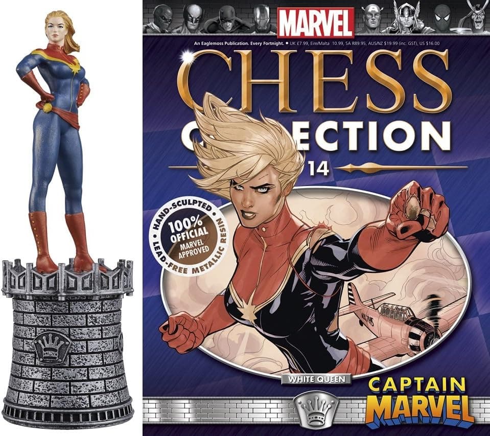 Marvel Chess Figure Collection #14 Captain White Queen with Magazine