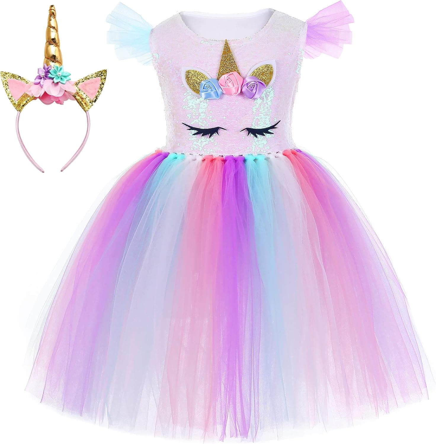 Rainbow Estrella Unicorn Dresses For Girls Unicorn Costume For Girls Birthday Halloween Parties Unicorn Dress Up Play