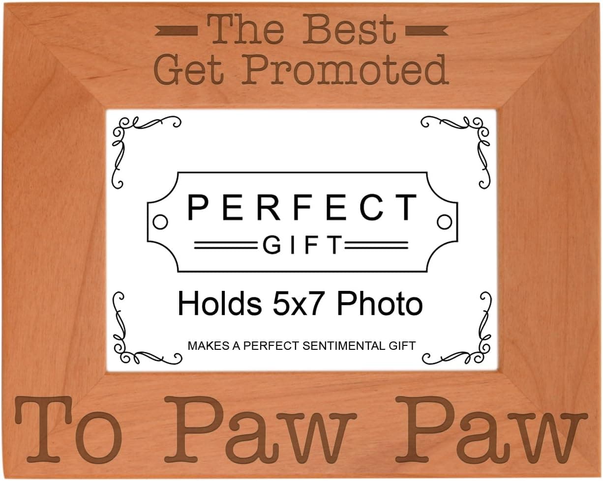 ThisWear Gift for Grandpa Best Get Promoted to Paw Paw Natural Wood Engraved 5x7 Landscape Picture Frame Wood