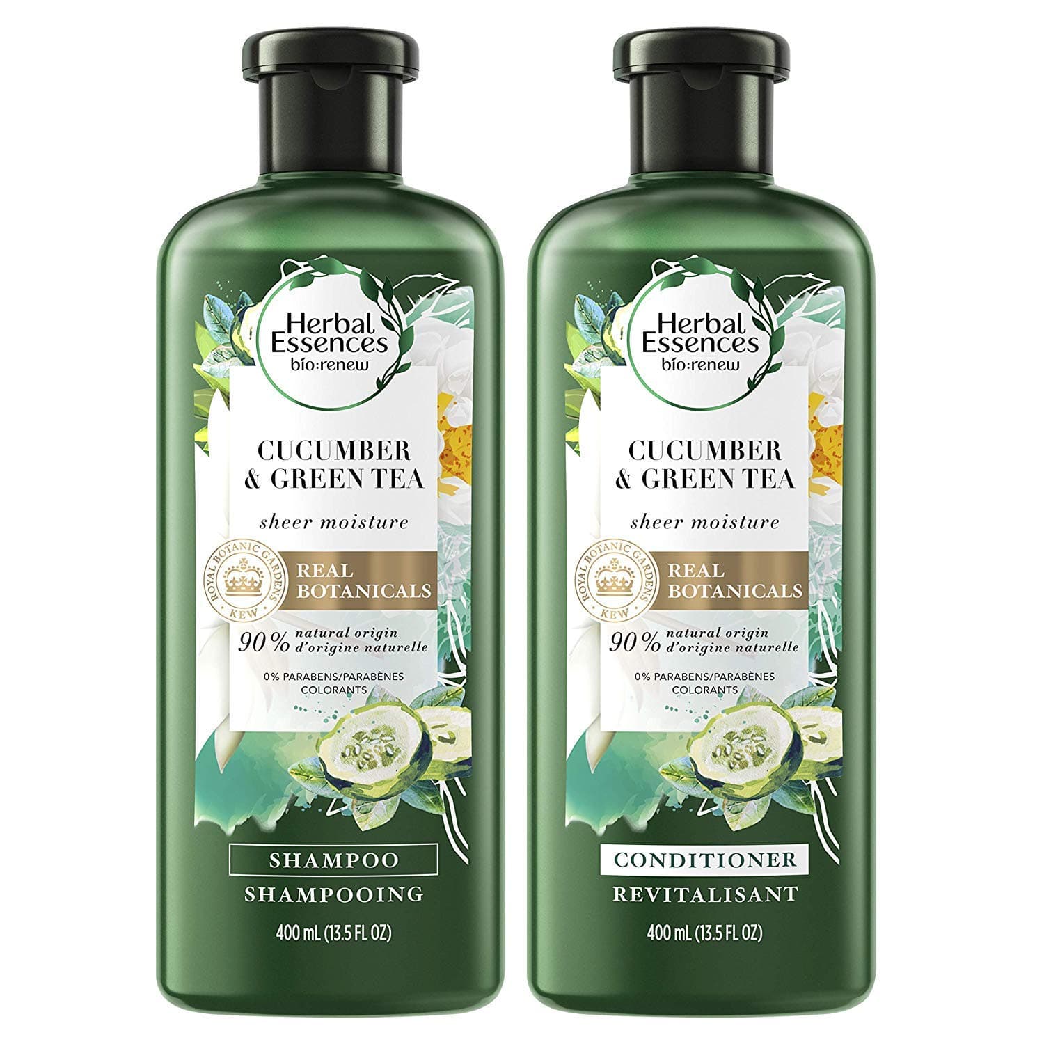 Herbal Essences, Volume Shampoo & Conditioner Kit With Natural Source Ingredients, For Fine Hair, Color Safe, BioRenew Cucumber & Green Tea, 13.5 fl oz, Kit