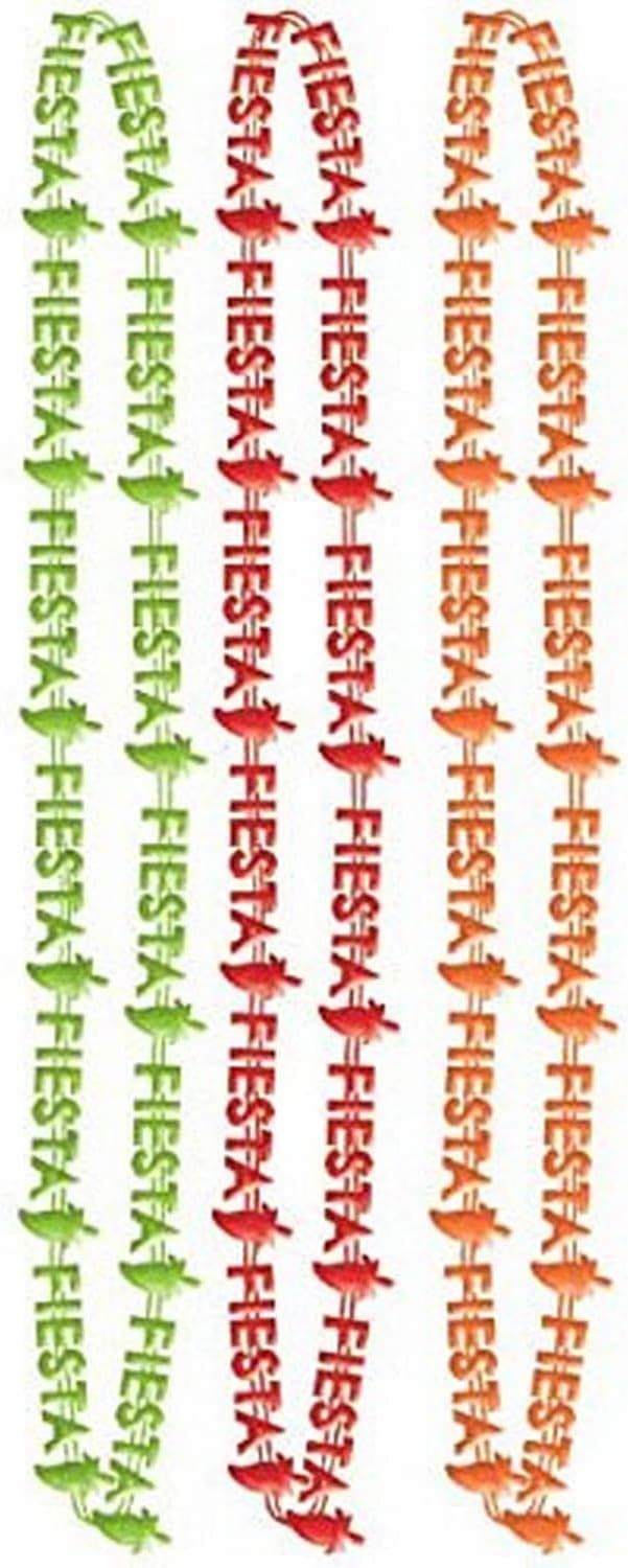 Amscan Chili Fiesta Word Bead Necklaces Party Accessory, 32", Multicolor - 6 Pcs