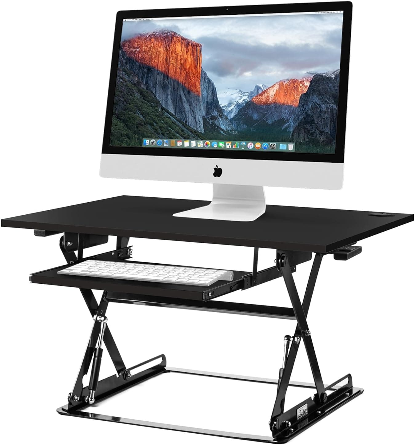 Halte Preassembled Height Adjustable Desk Sit/Stand Elevating Desktop with Built-in Cable Management and Optional Keyboard Tray - Black - New Version (Black ED-257)